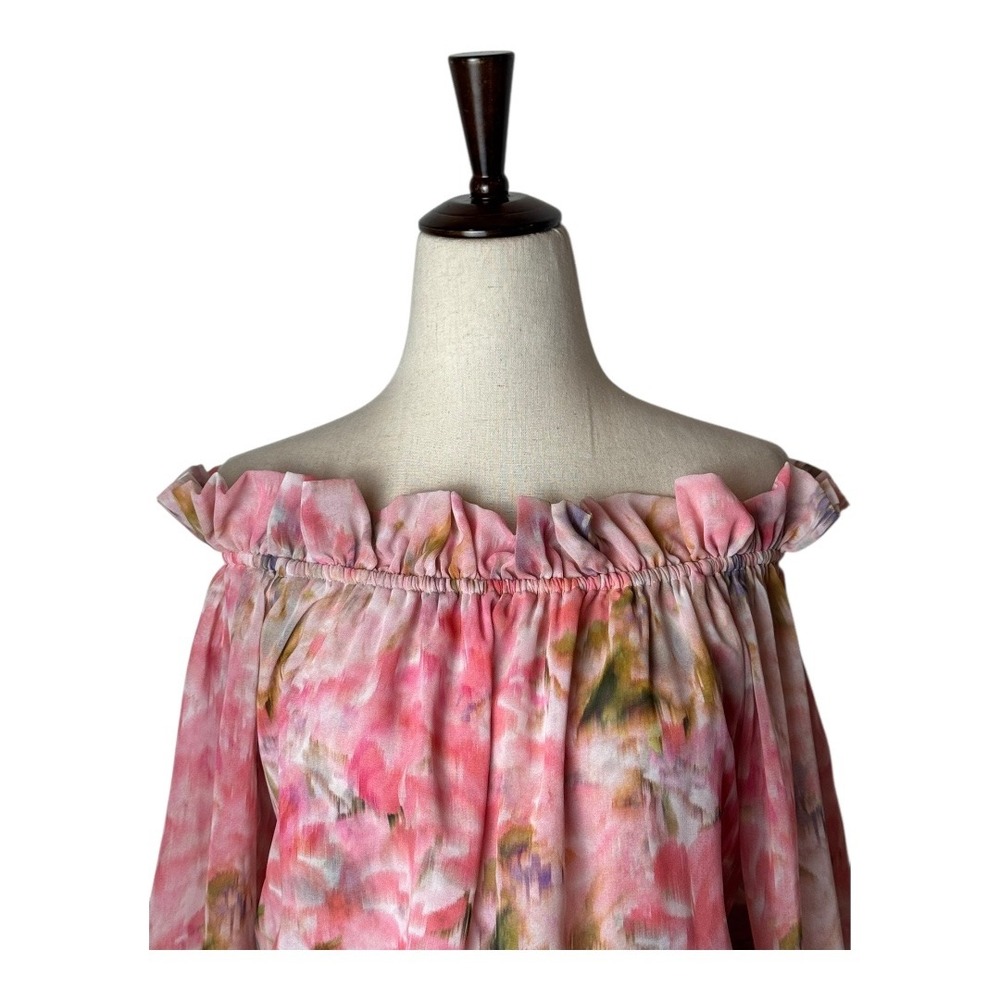 MISA Los Angeles Dress Women XS Pink Taza Floral Danae Mini Off Shoulder Boho - Picture 4 of 12